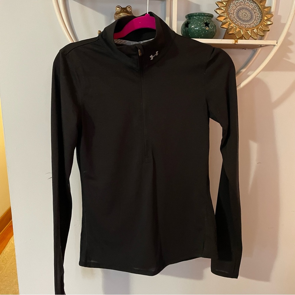 Under Armour Women's XS Extra Small Black Long Sleeve 3/4 Zip Up Pullover Shirt